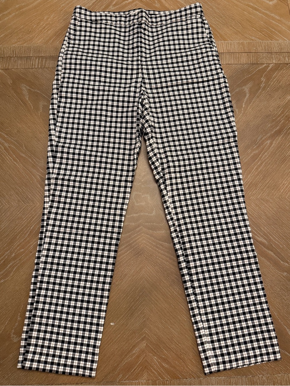 Black & White Gingham Stretch Chinos for Women